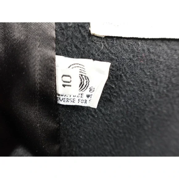 Leslie Fay Wool Long Coat Black Gold Buttons Vintage Military Style Women's 10 - Picture 9 of 13